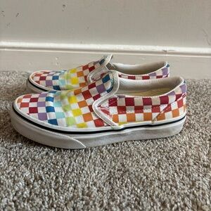 Little Kids Classic Slip-On Checkerboard Shoe Rainbow Size 2 Vans Sneaker